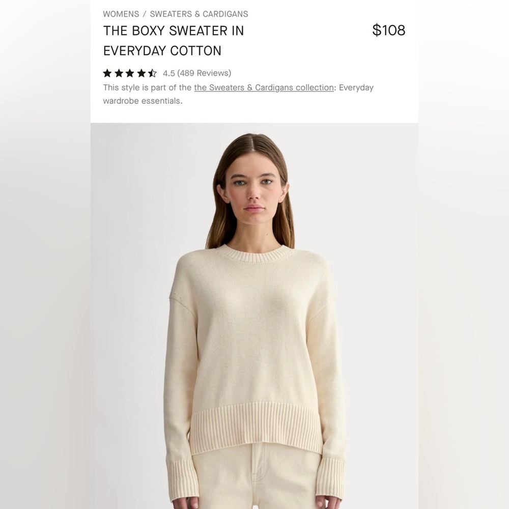 Everlane everyday boxy cotton sweater xxs